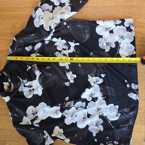 WORTHINGTON WOMENS LONG SLEEVE BLACK AND WHITE FLORAL BLOUSE SIZE PETITE LARGE - Picture 11 of 16